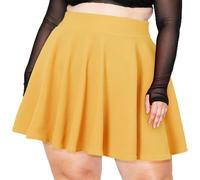 Moon Wood Mini Faldas Mujer Verano Tallas Grandes,Versátil Minifalda Sexy de Cintura Alta Falda Pantalon Elástico Casual Amarillo 3XL