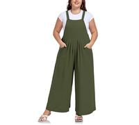 Moon Wood Peto para Mujer Tallas Grandes Mono de Mujer Verano Oversize Baggy Pantalón Largo con Tirantes Ajustables y Bolsillos Verde Militar 5XL
