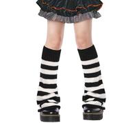 Moon Wood Y2K Calentadores de Piernas para Mujer y Niña Kawaii Polainas Tejidas Hasta la Rodilla Estilo Gótico Lolita Negro y Blanco