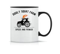 Moonai Diddly Squat Farm Shop Logo Tractor Taza de Té y Café de Cerámica Clásica Blanca Negra y Rosa Mágica 330ml