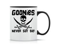 Moonai Goonies Never Say Die Taza de Té y Café de Cerámica Clásica Blanca Negra y Rosa Mágica 330ml, Moonai-Mug-Black-330ml-DBGDI