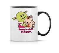 Moonai Nanalan Mona And Russer Taza de Té y Café de Cerámica Clásica Blanca Negra y Rosa Mágica 330ml, Moonai-Mug-Black-330ml-DBHFX