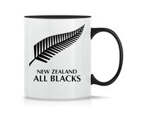 Moonai New Zealand All Blacks Taza de Té y Café de Cerámica Clásica Blanca Negra y Rosa Mágica 330ml