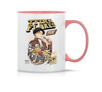 Moonai Titan Flakes Shingeki No Kyojin Taza de Té y Café de Cerámica Clásica Blanca Negra y Rosa Mágica 330ml