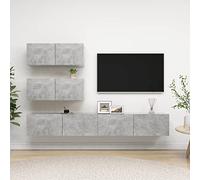 MOONAIRY Juego de Mueble para TV de 4 Piezas, Conjunto Muebles Salon Modernos, Mueble Salon, Conjunto TV Salon, Salon Completo, Mueble Television, Muebles De TV Salon, aglomerado Gris hormigón