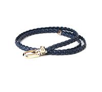 Moonbaby Cinturón fino de cuero trenzado con hebilla de metal para mujer de 106cm, Azul marino, 106cm