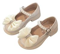 Moonboots Niños Zapatos De Cuero Suave Perla Lazo Con Vestido Princesa Zapatos Niños/Grandes Niños Sandalias De Aprendizaje, beige, 29 EU