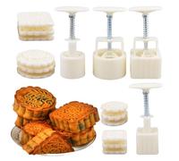 Mooncake Press - 4 Pieces Food Grade DIY Reusable Baking - Hand-Pressure Mooncake Baking Molds - for Mid-Autumn Festival Holiday Birthday Party Home Kitchen Dessert Snack