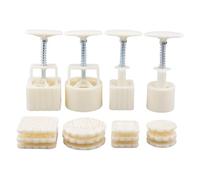 Mooncake Press Mold, Food Grade DIY Pattern Set, 4 Piece Cookie Moon Cake Tool Kit, Festival Baking Stamps, Dessert Shape Maker for Mid Autumn Festival Holiday Birthday Party Home Kitchen Dessert