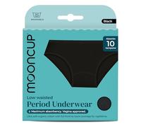 Mooncup Bragas Menstruales de Cintura Baja, Absorben Hasta 10 Tampones, Lavables a Máquina, S - Talla UK 10, Negro (Pack de 1)