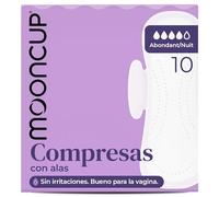Mooncup® Toallitas para flujo abundante/nocturno con alas, algodón orgánico ultra suave, 10 compresas