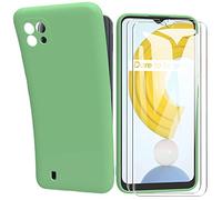 MOONESS Funda para Realme C21 con 2 Pack Protector Pantalla,Ultrafino Silicona TPU Shockproof Carcasa Case Cover para Realme C21 - Verde