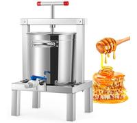 Moongiantgo 10l Prensa Para Miel Manual, Prensa De Frutas Y Vino De Acero Inoxidable Con Mango T, Totalmente Cerrado, Filtración Múltiple, Removible Para Miel, Jugo, Vino, Sidra, Apicultura (10L)