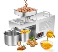 Moongiantgo 1500w Máquina De Prensa De Aceite, Extractor En Acero Inoxidable Frío/Caliente Con Motor Potente, Temperatura Regulada, Varilla De Prensado Avanzada, 12.5 Libras/H (No Prensa Aceitunas)