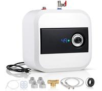 Moongiantgo Calentador de Agua para Fregadero 10L, Tanque Instantáneo 1500W 30°C-65°C, Mini-depósito Mural/Suelo con Pantalla Digital & Accesorios Latón, IPX4 Seguro para Cocina, Baño, Caravanas