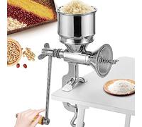 Moongiantgo Molinillo de Cereales Manual de Acero Inoxidable, Finura de Molienda Ajustable, Diseño de Manivela & Abrazadera de Mesa, φ105mm Tolva Grande, para Nuez, Café, Semilla, Maíz, Especia Y Más