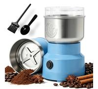 Moongiantgo Molino Multifuncional 150W 14500rpm, Molino de Cereales Eléctrico Portátil 300ml, Molinillo de Café Ultrafino, Acero Inoxidable, Ideal para Materiales Secos, Especias, Hierbas, Café (Azul)