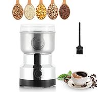 Moongiantgo Molino Multifuncional 200W 14500rpm, Molino de Cereales Eléctrico Portátil 300ml, Molinillo de Café Ultrafino, Acero Inoxidable, Ideal para Materiales Secos, Especias, Hierba, Café (Plata)