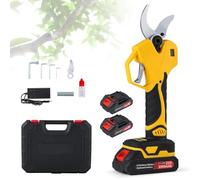 Moongiantgo Tijeras Eléctricas de poda, 40mm Diámetro Corte, Tijeras Sin Cable con pantalla LCD & 2x2000mAh, Motor Sin Escobillas, Hojas Acero al Carbón, Ideales para Árboles Frutales, Jardines