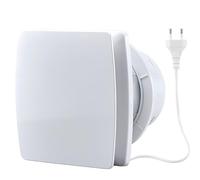 Moonjor Ventilador extractor de cocina de 120 mm, 130 m³/H IPX2, silencioso, con válvula de cheque, cable de alimentación de 1 m, para baño, inodoro, garaje, oficina, áticos