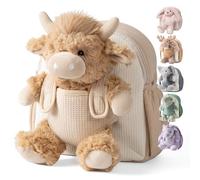 Moonkie Hug & Go Mochila Infantil, Bolso Bebe Vaca de las Tierras Altas con Juguete Desmontable, para Niño y Niña 1 2 3 Años, Mochila Bebe Guarderia, con Correas Ajustables, Regalos Niños