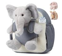 Moonkie Hug & Go Mochila Niño, Bolso Infantile Elefante con Juguete Desmontable, para 1 2 3 Años, Mochila Bebe Guarderia de Peluche, con Correas Ajustables, Regalos Niños para Guardería & Viajes