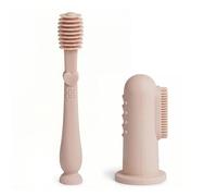 Moonkie Set de Higiene Bucal para Bebé, Cepillo Manual + Dedales de Silicona, Limpiador Dental sin BPA, para Limpiar Dientes y Lengua, para 3 Meses+ (Blush)