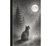 Moonlight Cat Notebook: Mystical Nighttime Sketch Journal with Pencil Drawing Cover | 110 Pages | 6 x 9