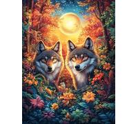 Moonlight Hermanos Lobos Puzzle 300 Piezas Papel Mayores Cuentos de Hadas de Animales y Plantas Terapia Ocupacional Alivio Estrés Tiempo Libre En Casa Regalo Original 300 PCS