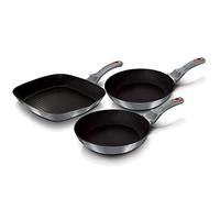 Berlinger Haus Moonlight Juego 2 Sartenes Y Grill Inducción 20-24-28cm, Aluminio, Antiadherente Gris