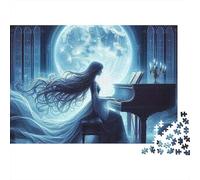 Moonlight Piano Puzzle 1000 Piezas Cartón Reciclado para Adultos Regalo Cumpleaños para Relajarse Oferta Mejor Regalo 70x50cm/1000pcs