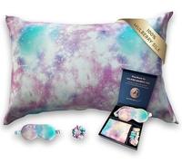 MOONLIGHT Silk Sleep Beauty Set 100% Seda de Morera, 22 Momme, 50x75 cm - Funda de Almohada | Antifaz para Dormir | Coletero - Grado 6A, Oeko-Tex Piel hidratada y sin Arrugas (Sueño Galáctico)