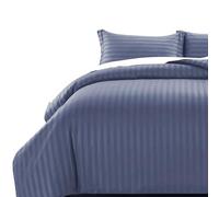 MOONLIGHT20015 Juego de funda de edredón para cama king, reversible, a rayas, de satén, juego de funda de edredón con 2 fundas de almohada, suave, hipoalergénico, (Azul lavado 230 x 220 cm)