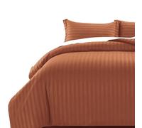 MOONLIGHT20015 - Juego de funda de edredón reversible Super King con rayas, ropa de cama de satén con 2 fundas para almohadas, funda de edredón suave hipoalergénica (óxido 260x220)