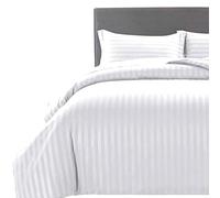 MOONLIGHT20015 Juego de funda de edredón tamaño king reversible de satén a rayas con 2 fundas de almohada, fundas de edredón suaves hipoalergénicas (blanco, 230 x 220)