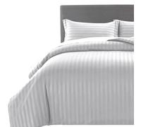 MOONLIGHT20015 Juego de fundas de edredón tamaño King reversible de rayas de satén con 2 fundas de almohada, fundas de edredón suaves hipoalergénicas (Plata 230x220cm)