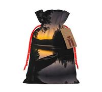 Moonlit Canoe Allagash River - Bolsa de Navidad con cierre de cordón, 4.7 x 6.9 pulgadas para envolver regalos de cumpleaños