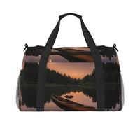 Moonlit Canoe Allagash River Print - Bolsa de viaje de gran capacidad, elegante bolsa funcional, Negro -, Talla única