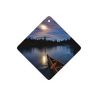 Moonlit Canoe Allagash River Printing Fashion Car Ambientador Tarjetas 10 piezas Perfumadas para Coche Hojas Colgantes