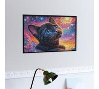 Moonlit Chat Noir Puzzle 300 Piezas Aliviar Estrés Profundo Faune Sauvage Rompecabezas Familiar para Hombres Y Mujeres Obra De Arte Decorativo Hogar 300 PCS