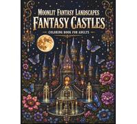 Moonlit Fantasy Landscapes: Fantasy Castles: A Black Background Coloring Book for Adults with Enchanted Castles, Moonlit Gardens, Magical Architecture and Relaxing Fantasy Scenes