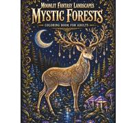 Moonlit Fantasy Landscapes: Mystic Forests: A Black Background Fantasy Coloring Book for Adults Featuring Enchanted Forests, Magical Deer, Moonlit Pathways & Mystical Night Scenes
