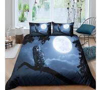 moonlit forest scene Funda de Edredón Microfibra 3 Piezas Impresión 3D Cierre de moonlit bosque escena Funda Edredon Fundas de Almohada Antialérgica Antibacteriana for niños Super king（260x220cm）