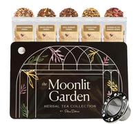Moonlit Garden Collection - Juego de regalo de té de hierbas surtido - Tés de hojas sueltas hechos a mano, caja de regalo de presentación con empapador de hojas sueltas incluido, té Sleepytime - 5 tés