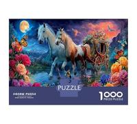 Moonlit Horse Carriage Decorative 1000 Piece Jigsaw Puzzle, Moonlit Cosmic Path Educational Challenge Game for The Whole for Women Gifts for Men 70x50cm/1000pcs