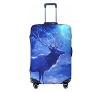 Moonlit Night Sky Snowy Deer Travel Luggage Covers - Fundas elásticas para maleta, protector para equipaje de 18 a 32 pulgadas, Black, S