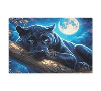 Moonlit Pantera Negra Puzzle 1000 Piezas Cartón Blanco Premium para Expertos Fauna Silvestre Vacaciones Fines Semana Reducir Estrés Hobby Y Ocio Garantía Satisfacción 1000 PCS