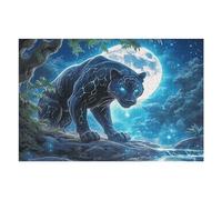 Moonlit Pantera Negra Puzzle 1000 Piezas Cartón Resistente para Niños Mayores 14 Años Fauna Silvestre Estimulación Cerebral Entretenimiento Sin Pantalla 1000 PCS