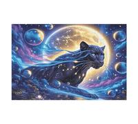 Moonlit Pantera Negra Puzzle 1000 Piezas Cartón Resistente para Parejas Bestias fantásticas Entretenimiento En Casa Relajación Mental Regalo Aniversario 1000 PCS