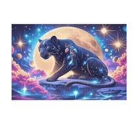 Moonlit Pantera Negra Puzzle 1000 Piezas Cartón Resistente para Toda La Familia Animal Mascota Diversión Familia Mejora Concentración Calidad Profesional Regalo Pensado 1000 PCS